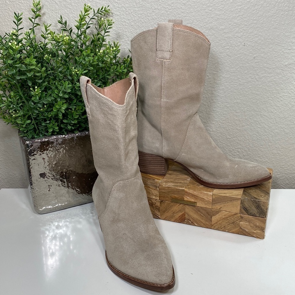 Madewell The Cassity Tall Western Suede Boot Walnut Shell sz 7.5 NG673 - Picture 5 of 16